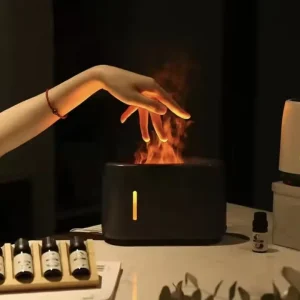 24V 200ml Ultrasonic Silent Aroma Diffuser with Flame Effect & Creative Lighting for Home Car & Outdoor Use YS