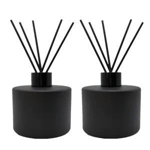 2pcs 200ml 6.7oz Glass Diffuser Bottles Empty Perfume Container Black Aromatherapy Sticks Matte Black DIY Reed Diffuser Sets