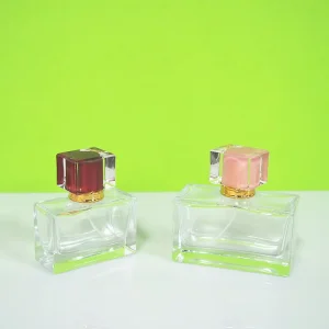 30ML 50ML Empty Rectangle Clear Luxury Mist Sprayer Glass Bottle with Screw Cap