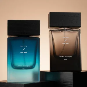30ml 100ml Gradient Two-Tone Square Perfume Glass Bottle Shiny Gold Cap Matte Empty Fragrance Atomizer Gift Box