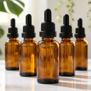 30ml 1oz 1box Amber Glass Dropper Bottle with Glass Pipette for Essential Oils Aromatherapy Perfume Cosmetics