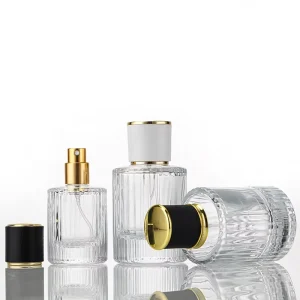 30ml 50ml 100ml Cylinder Shape Striped Glass Classical Fragrance Parfum Spray Empty Perfumes Packaging Bottles