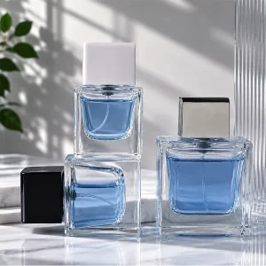 30ml 50ml 100ml Empty Square Fine Mist Spray Glass Perfume Bottle Thick with Electroplated ABS Cap Fragrance Packaging