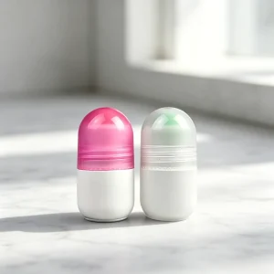 30ml Capsule Shape Roll on Container Empty Plastic Roller Vial for Antiperspirant Sweat Care Aromatherapy Oil