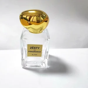 30ml Gold Cap Square Perfume Glass Bottle with Screen Printing and Pump Sprayer