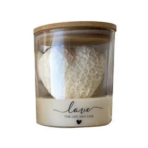 3D Flower & Heart Shaped Soy Wax Scented Candles Glass Jar Bamboo Lid Gift Set for Home Decor Holiday Diwali Non Toxic Organic