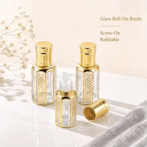 3ml 6ml 12ml Cylinder Hot Stamping Glass Roll on Sample Perfume Bottle Face Cream Essential Oil Skin Care Serum Refillable Screw