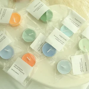 4 Hours Scented Round Shape Tea Light Candles Assorted Colors for Home Decor and Relaxation