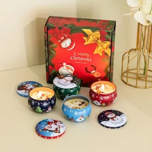 4 Pack Handmade Soy Wax Christmas Canned Floral Fragrance Scented Candle Gift Set With Box