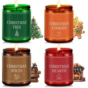 4 Pack Soy Wax Winter Holiday Diwali Home Christmas Gifts Scented Candle Set Handmade Environment Friendly Modern Luxury Candles
