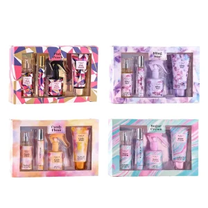 4 Piece Women’s Perfume Gift Set Long lasting Fragrance Body Spray Hair Fragrance Spray Mini Perfume Body Lotion Travel Size