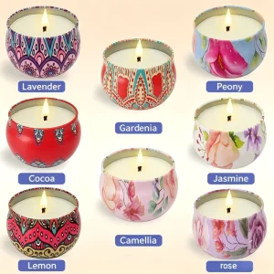 4.4oz Tin Can Soy Wax Scented Candle for Indoor Romantic Vibes with Plant Essential Oil Aroma Light Fragrance Handmade