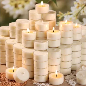 50 Pack Bulk Unscented Soy Tea Light Candles 4 Hours Long Burning White Tea Lights For Home Decoration For Diwali Birthdays