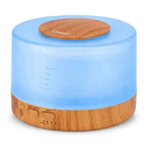 500ml BPA Free Wood Grain Drum Aroma Diffuser Essential Oil Humidifier 7 Color LED Auto Shut Off 1H 3H 6H Timer 28H Intermittent
