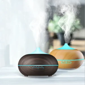 500ml Wood Grain Aroma Diffuser Ultrasonic Humidifier with Remote 7 Color LED Night Light Timer for Home