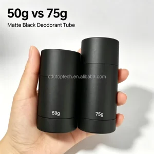 50g 75g Matte Black Twist Up Deodorant Stick Tube Luxury Plastic Antiperspirant Container for Men Solid Body Fragrance Packaging