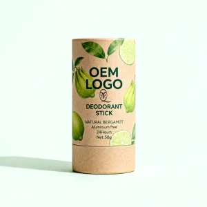 50g Bergamot Deodorant Stick Oem Paper Tube Packaging Alum Free Paper Tube Packaging 72h Long Lasting Odor Control Refillable