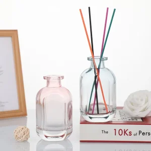 50ml 100ml 150ml 200ml Clear to Pink Frosted Glass Reed Diffuser Bottle with Sticks and Screw Cap