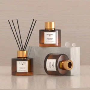 50ml 100ml 200ml Empty Amber Black and Clear Round Reed Diffuser Glass Bottles and Candle Jars