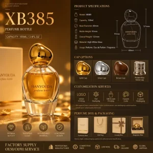 50ml 100ml Clear Glass Perfume Bottle Gold Silver Brown Nickel Alloy Pebble Cap Empty Fragrance Vial Custom Logo