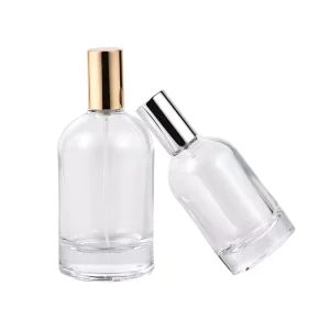 50ml 100ml Cosmetic Glass Boston Spray Bottles Clear Gold Fragrance Perfume Skin Care Free Sample Pump Sprayer Screen Printed CE