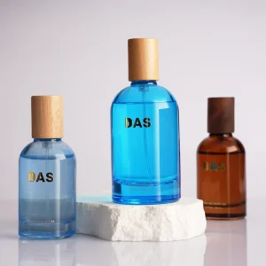 50ml 100ml Cylinder Perfume Bottle in Custom Colors with Wooden Lids for Bulk Purchase