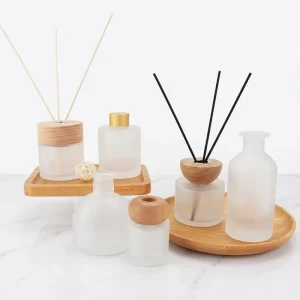 50ml 100ml Square Frosted Glass Reed Diffuser Bottle with Screen Printing Custom Colors & Logo