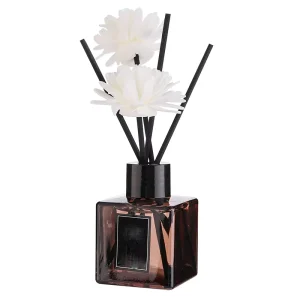 50ml Air Freshener Home Fragrance Square Glass Reed Diffuser Bottle With Aluminum Plastic Lid