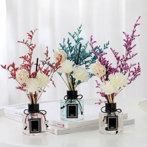 50ml Dried Flower Reed Diffuser Essential Oil Fragrance Diffuser with Bow Decor Long Lasting Scent for Home Bathroom