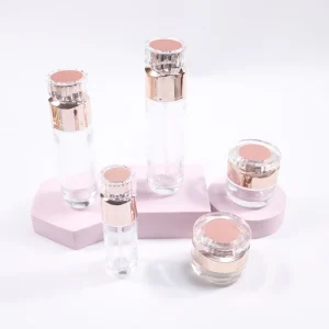 50ml Luxury Empty Glass Spray Face Cream Bottle Custom Round Glass Bottle with White Cap Screen Printed