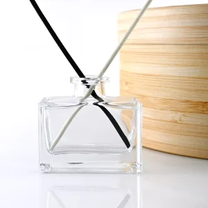 50ml Rectangular Clear Glass Reed Diffuser Bottle with Rubber Stopper