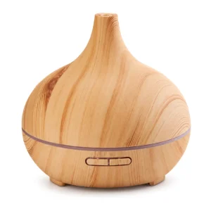550ml BPA-Free Wood Grain Vase Aroma Diffuser Essential Oil Humidifier 7-Color LED Auto Shut-Off 1H/3H/6H Timer