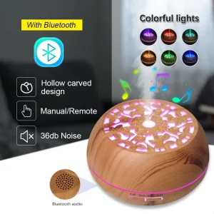 550ml Electric Essential Oil Aroma Diffuser with Remote, Speaker, and US Plug