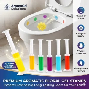 6 Colors Aromatic Eco Friendly Plastic Toilet Cleaning Gel Stamp Kit Anti Odor Floral Fragrance Bowl Wand Dispenser Home Hotel