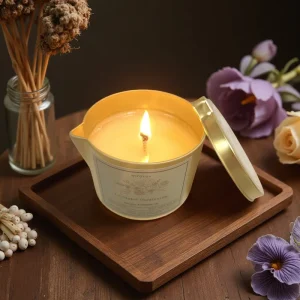 6oz Lavender Jasmine Handmade Luxury Aromatherapy Gold Tin Jar Massage Candles for Spa