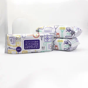 80PCS Antibacterial Gentle Fresh Scented PH-balanced Spunlaced Nonwoven 15x20cm Kitchen Wipes Resealable Sachet Custom Private