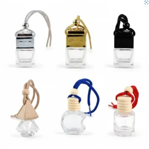 8ml Custom Logo Round Flat Small Car Perfume Diffuser Bottle Brown Color Mini Hanging Bottle