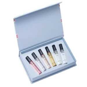 8ml Rectangle Rotary Twist Atomiser Bottle Travel Perfume Gift Box Packaging Perfume Set UV Coating Embossing Recycled Materials