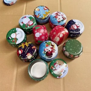 8pcs Box Christmas Decorations Set Handmade Soy Wax Premium Tin Scented Candle Gift for Thanksgiving Aromatherapy