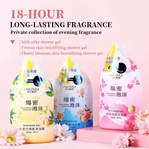 980ml Amino Acid Perfume Shower Gel 18 Hour Long Lasting Fragrance Dense Foam Moisturizing Body Wash Freesia Milk Cherry Blossom