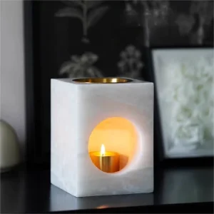9x9x11CM Natural White Onyx Oil Burner Aromatic Wax Fragrance Diffuser Tea Scent Marble Oil Diffuser Candle Holder
