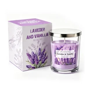 A03T Clear Glass Jar With Colored Wax Scented Candles Flesh Flower Scents Candle With Metal Lid