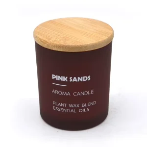 A07M Aroma Scented Paraffin Wax Glass Candle with Bamboo Lid for Home Decoration Thanksgiving Father’s Day