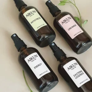AIKUN Amber Plastic Reusable Custom Printed Odor Control Air Freshener Home Fragrance Spray Room Spray for Bathroom Bulk