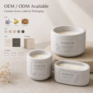 AIKUN Custom Logo OEM Factory Direct Price Strict Quality Control Luxury Soy Wax Ceramic Scented Candle for Spa