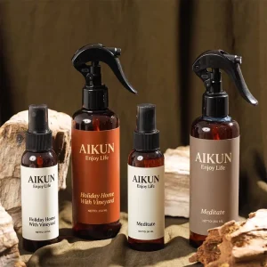 AIKUN Factory Supply OEM ODM Natural Aroma Reed Diffuser Room Mist Spray for Private Label Home Decor Retail Gift Set