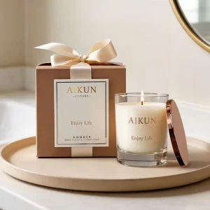 AIKUN Luxury Gift Box Private Label Aromatherapy Candle Home Office Decor air Freshing Elegant Atmosphere Scented Candle