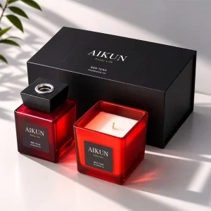 AIKUN Luxury Handmade Custom Label Box Fragrance Aroma Diffuser Candle Set for Home Decor Daily Use