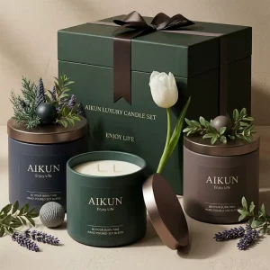 AIKUN Professional Spa Scented Candle Private Label Soy Wax Jar Candle for Beauty Wellness Treatment Room & Luxury Branding