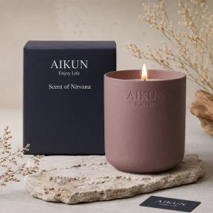 AIKUN Source Factory Matte Ceramic Custom Logo Brand Gift Box Holiday Bulk Supply Ceramic Scented Candle